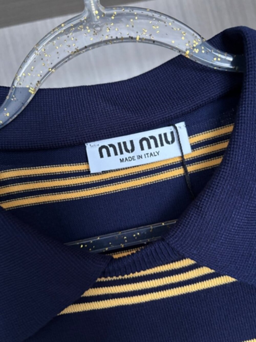 💛MIU MIU💛 yellow and blue striped short-sleeved polo shirt - Picture 3 of 5